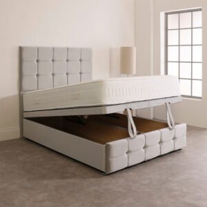 Shop the Britain Cube gas lift ottoman bed – a velvet storage bed with a solid base. Proudly made in the UK, fashionable, economical, and ideal for modern bedrooms.