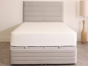 Shop the Britain Bed with panelled headboard & side panels. Proudly made in the UK, stylish velvet complete, high panel design & comfort.