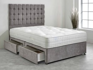 Britain divan cube big headboard bed with drawers