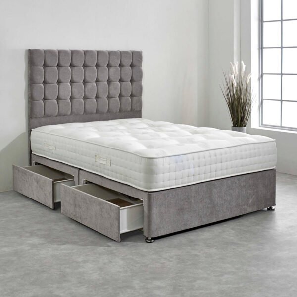 Britain divan cube big headboard bed with drawers