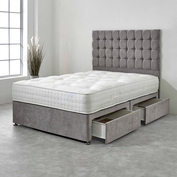 Britain divan cube big headboard bed with drawers