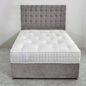 The Britain divan cube big headboard bed with drawers is an ideal merge of splendour, relief, and feasibility. Proudly made in the UK, designed to make a daring declaration, this bed features a big headboard bed sketch with cube-style panels, adding a current touch to any bedroom. If you're focused on beds with big headboards, this piece brings an order that changes your sleeping place. They are constructed on a strong divan base. This bed with a big headboard provides excellent support and support for any mattress kind. Its well-padded headboard not only looks comfortable but also supplies back support for reading or relaxing. Padded in high-quality fabrics, the bed is available in some rich colours to accompany your bedroom decoration. For attaching practicality, this big headboard bed includes practical storage choices. The option in the middle of two or four roomy drawers to keep your bedroom uncluttered—perfect for bedding, clothes, or personal things. This makes it one of the most fashionable yet functional big headboard beds on the market. The Britain Divan Cube Bed is available in all quality UK sizes—Single to Super King—making certain there’s an ideal suitable for every space. It’s easy to gather and is designed to provide long-lasting relief and sight appeal. Whether you're furnishing a master apartment or improving a guest room, this bed with a big headboard transport on both beauty and storage. They set it with a comfort mattress for the eventual sleep experience. Delivery Information: Britain divan cube big headboard bed with drawers