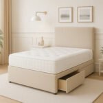 Britain divan cream bed with drawers