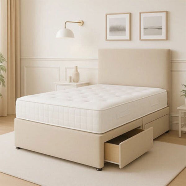 Britain divan cream bed with drawers