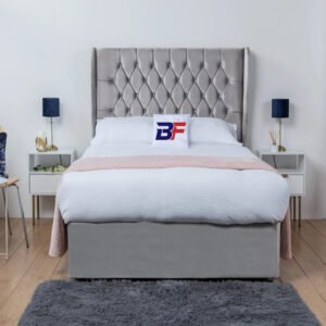 Florida Wingback Simple Divan Bed and Mattress Set