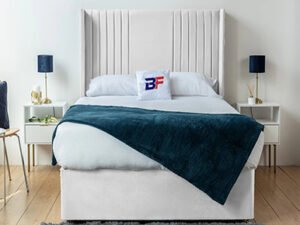 Britain divan wingback fluted headboard bed