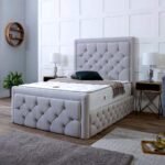 Britain upholstered a platform bed with a mattress