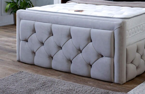 Britain upholstered a platform bed with a mattress
