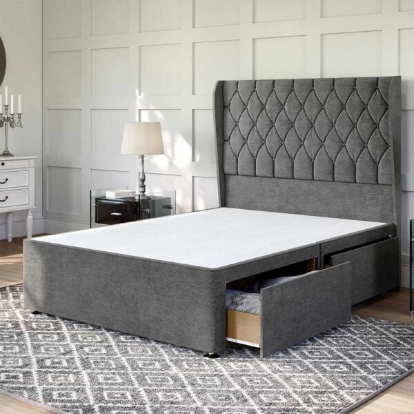 Britain divan wingback new bed frame with drawers
