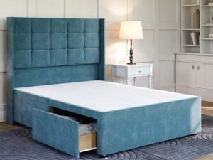 Britain divan cube winged bed frame with mattress