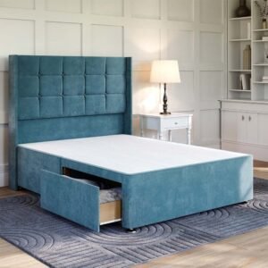 Britain divan cube winged bed frame with mattress