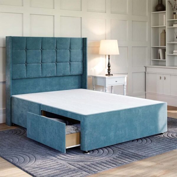 Britain divan cube winged bed frame with mattress