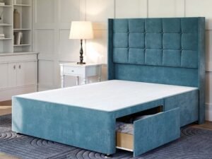 Britain divan cube winged bed frame with mattress