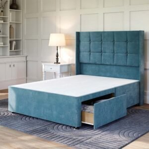 Britain divan cube winged bed frame with mattress