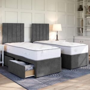 Britain Junior Divan Single Bed Set with Drawers- proudly made in the UK, childrens single bed with storage, high-quality foam mattress.