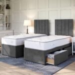 Britain Junior Divan Single Bed Set with Drawers- proudly made in the UK, childrens single bed with storage, high-quality foam mattress.