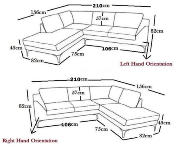 Britain Dylan L shape sofa dimension